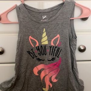 Justice gray unicorn tank top